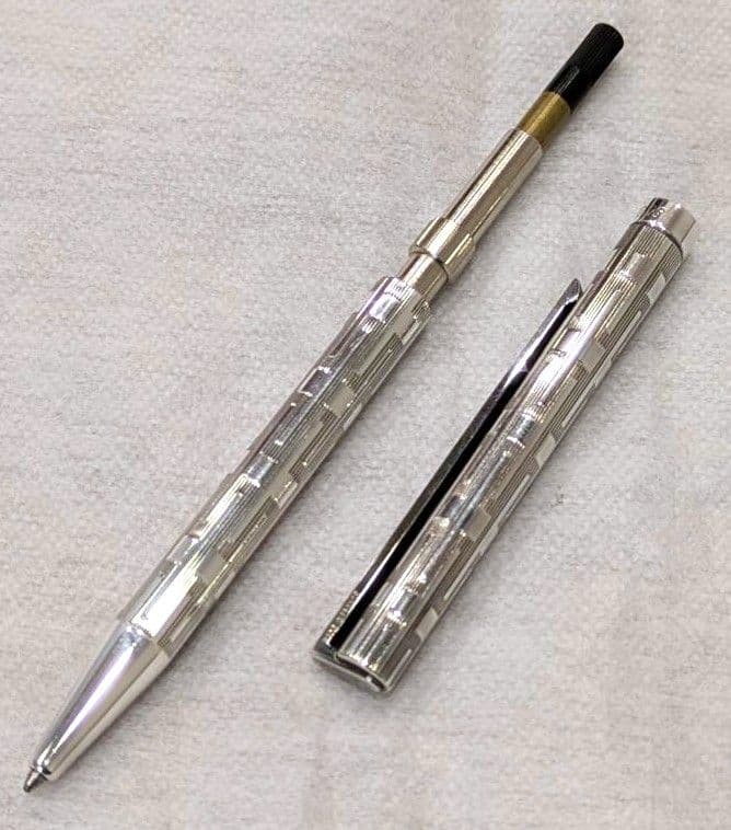 S.T.DUPONT デュポン ボールペン ツイスト式 ヴィンテージ 格子模様