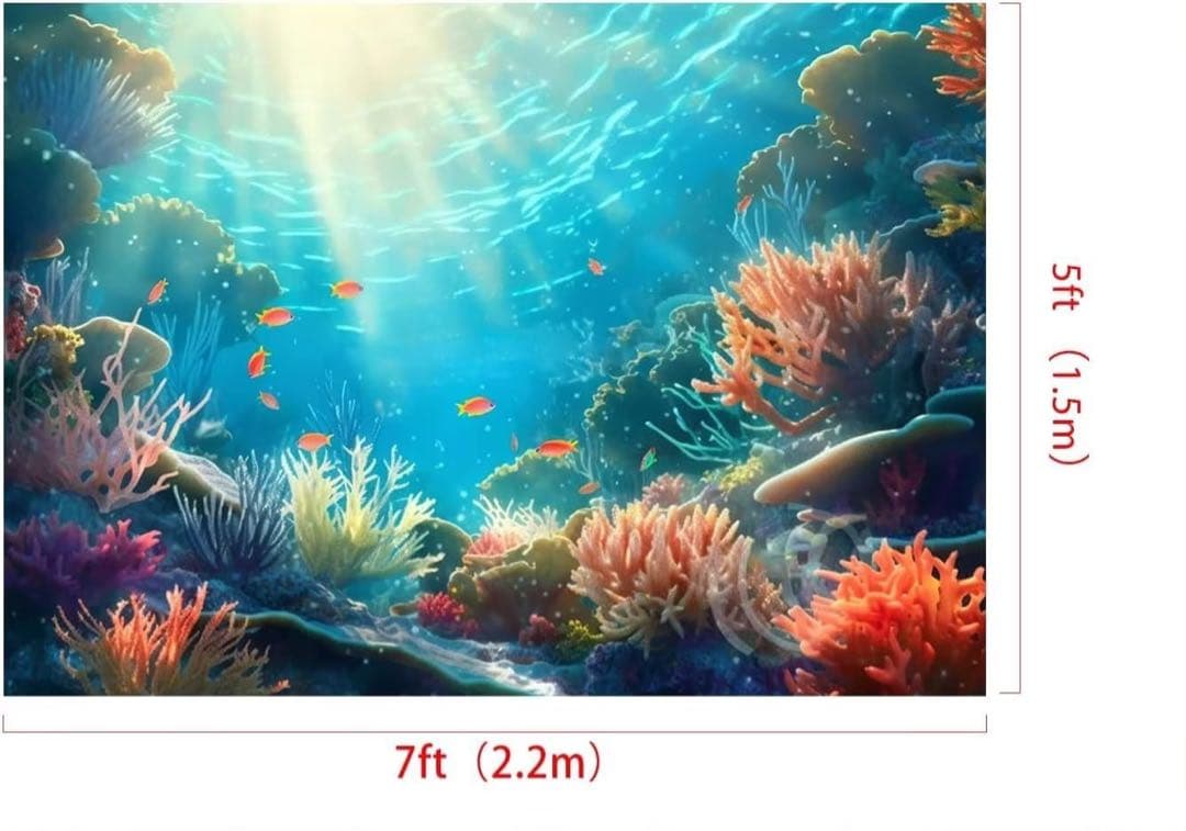 背景布深海魚珊瑚礁ブルー撮影用背景シート220x150cm 無反射スタジオ背景