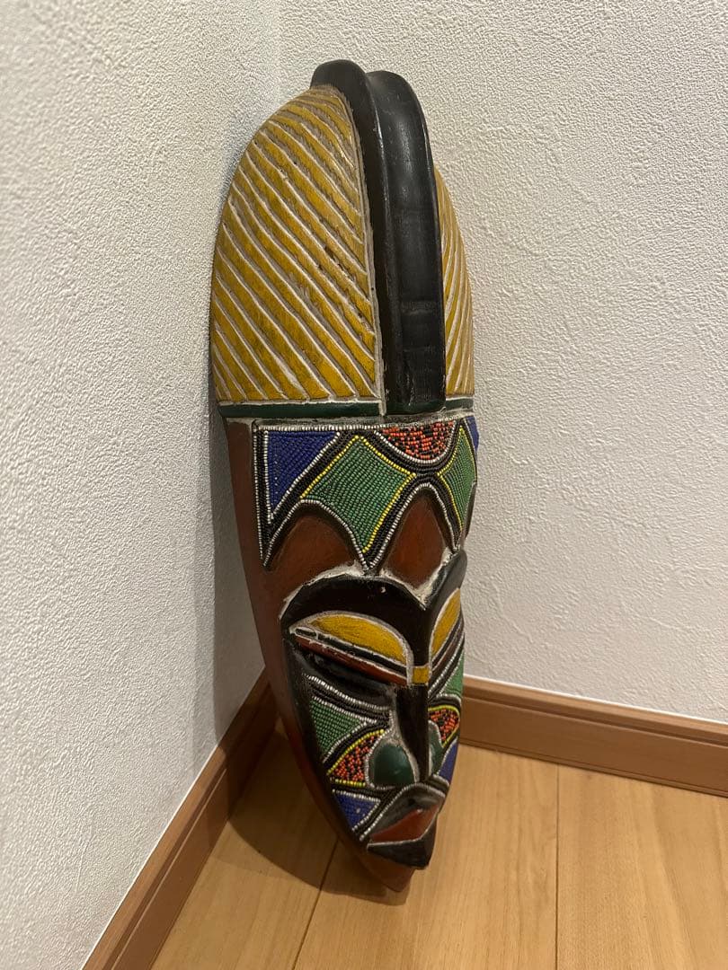 アフリカンマスク風 木製彫刻