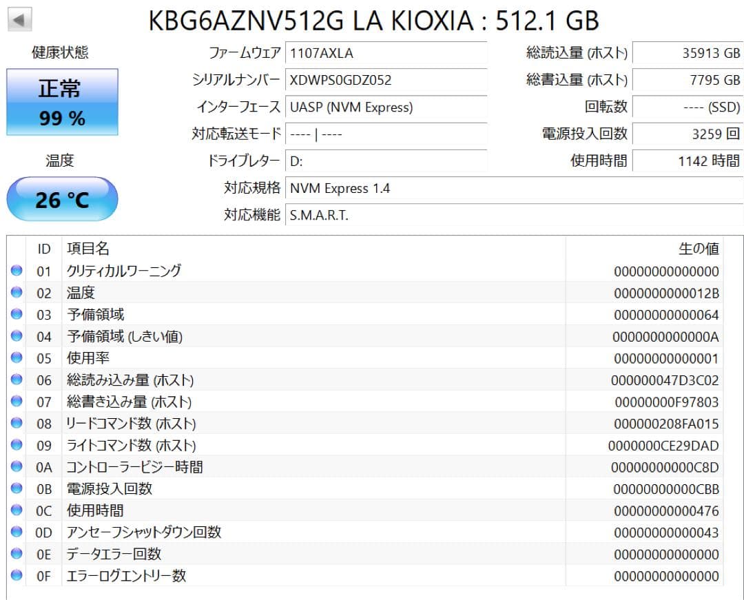 内蔵型SSD SSD NVMe PCIe 512GB