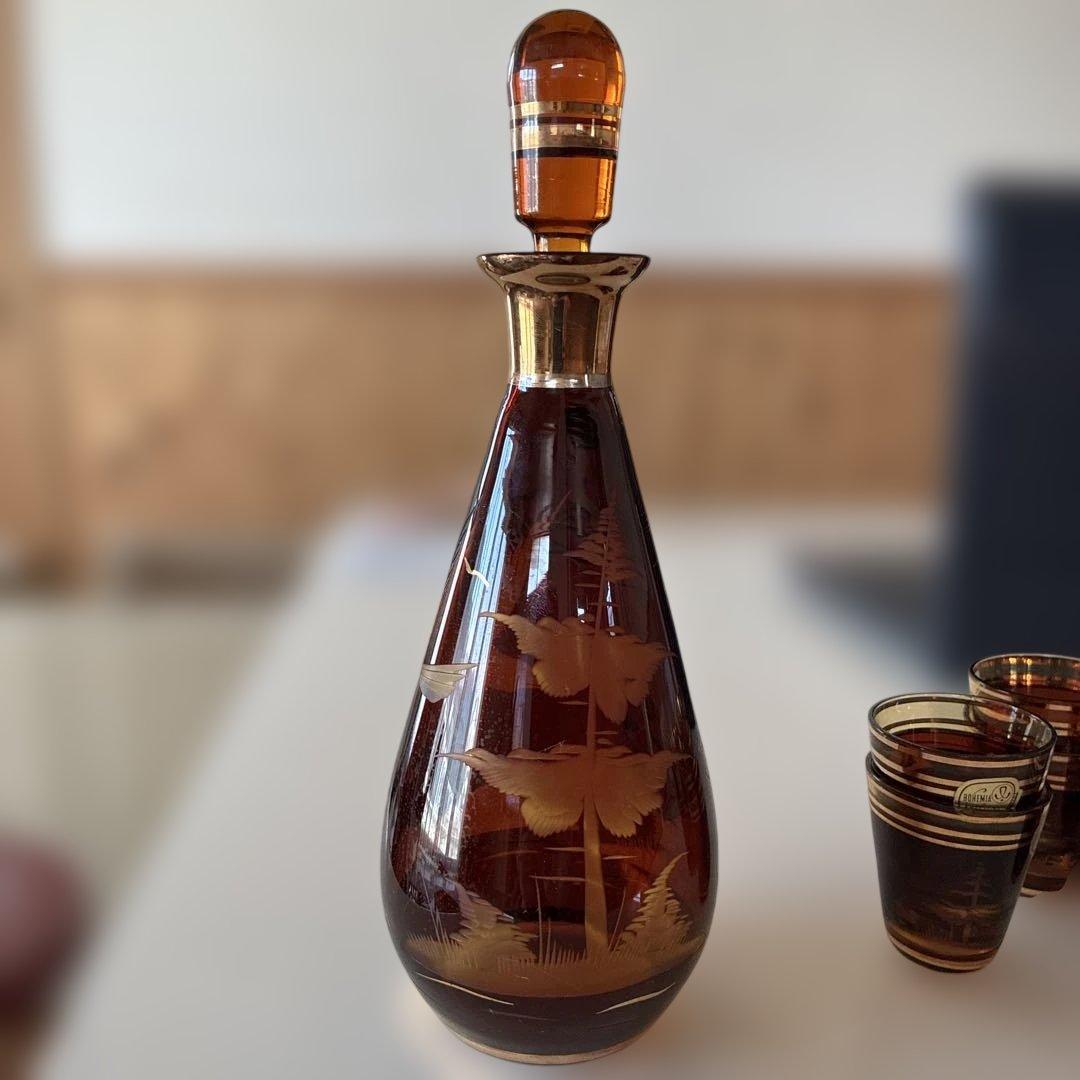 ボヘミヤガラス　酒器セット　カップ6個