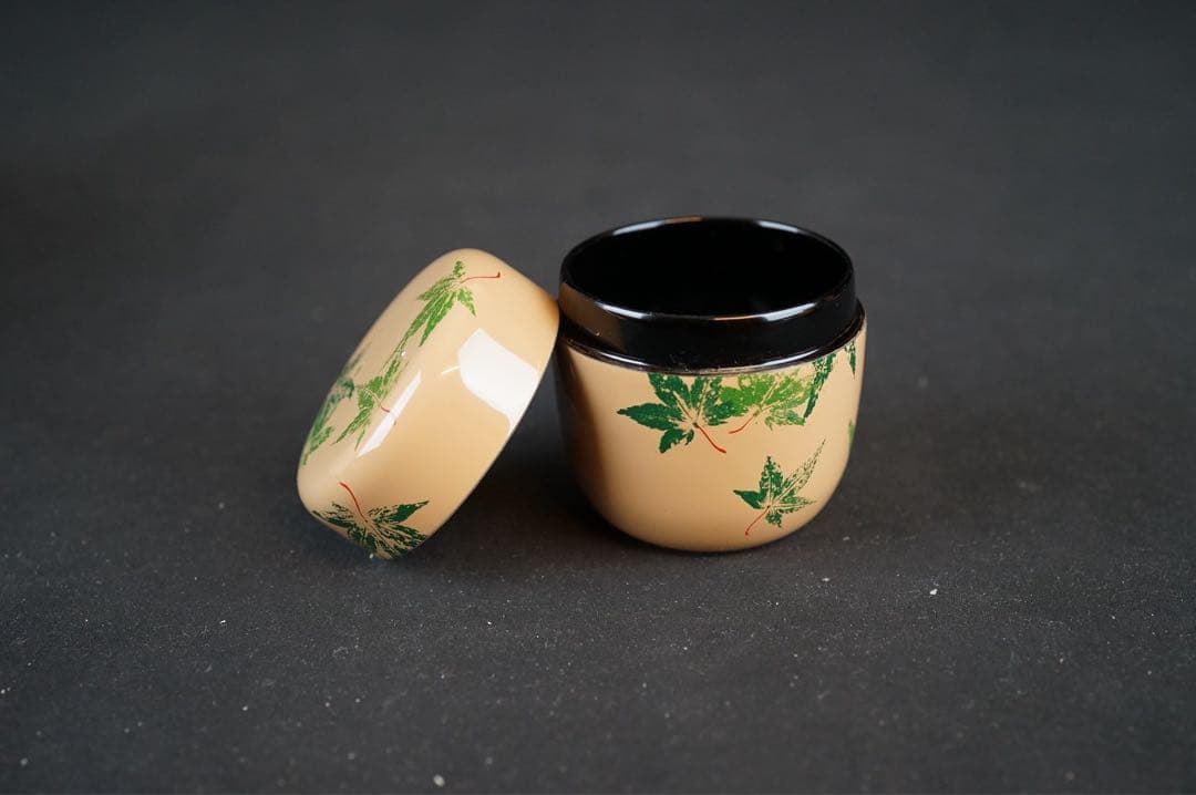 佐々木麗峰 白塗 青楓蒔絵 中棗 共箱 茶道具
