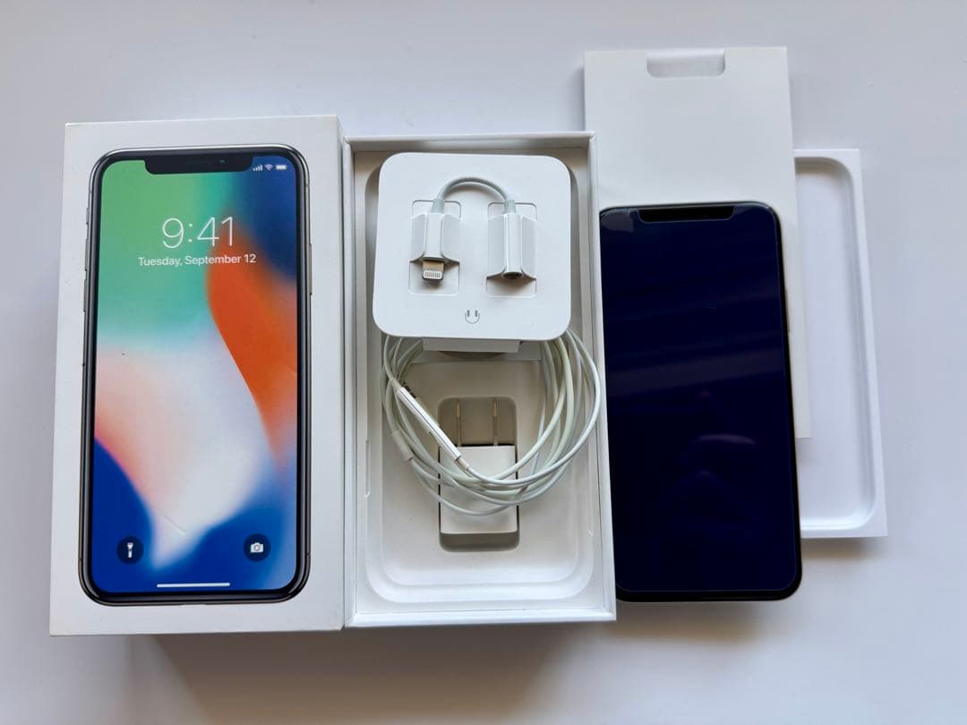 iPhone X 256GB SIMフリー 付属品あり　画面ヒビあり