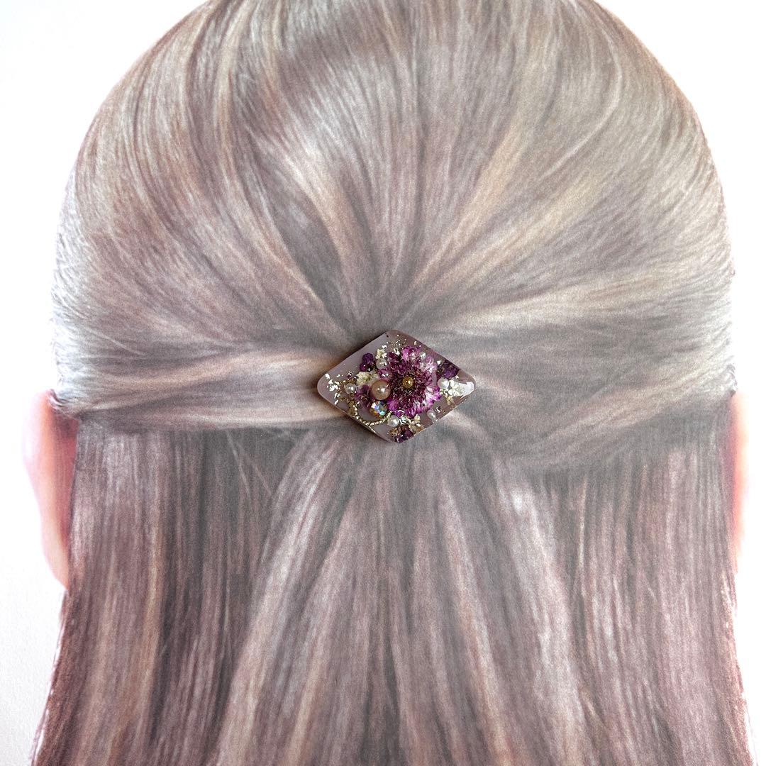 No.527 ドライフラワー　レジンヘアゴム