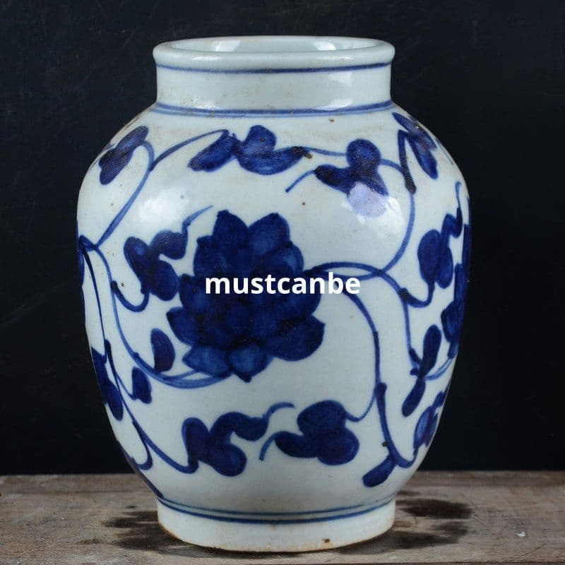 青花柄壺 景徳鎮 陶磁器 装飾品 現代工芸品 美術品 置物