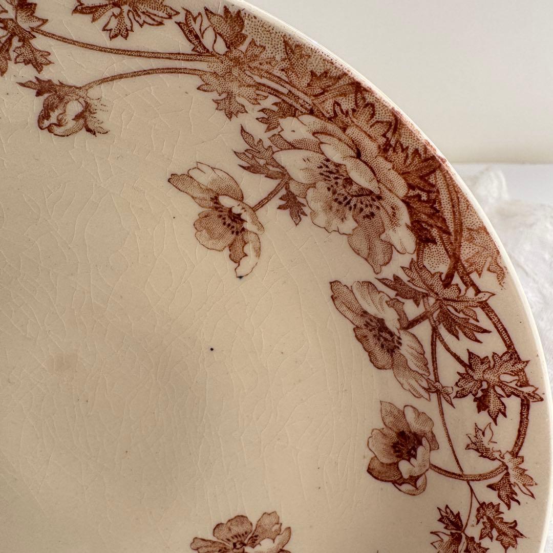 訳有　フランスアンティーク Gien ジアン Anemones ケーキスタンド