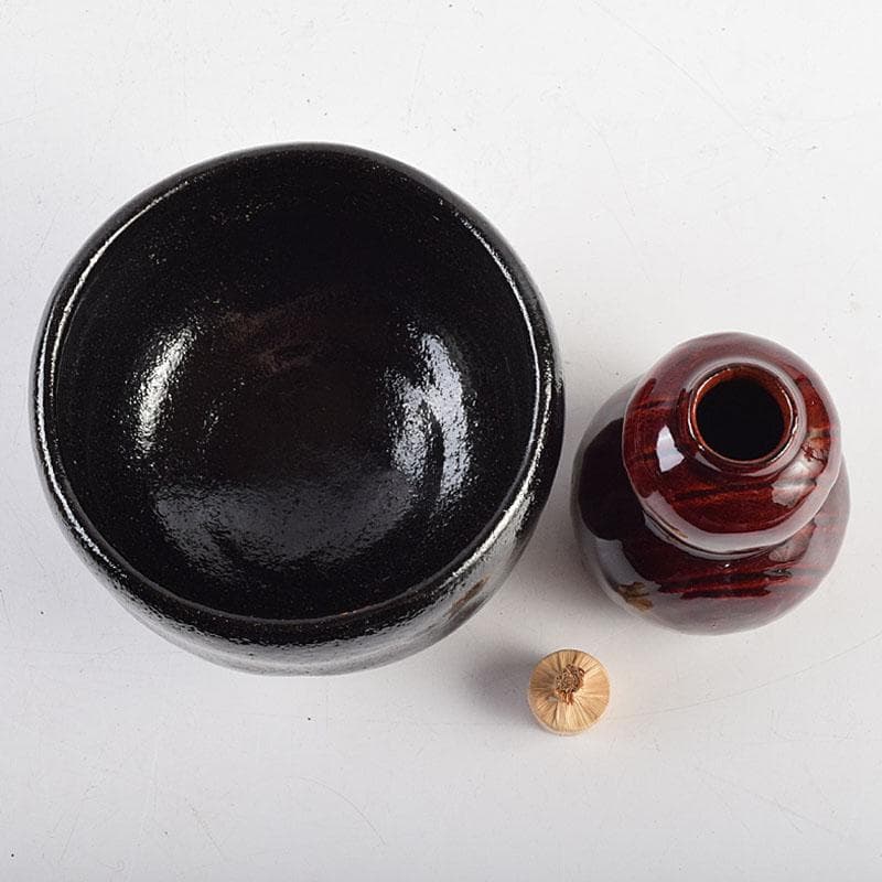 茶道具　御所籠　茶籠　茶碗　松楽造　黒楽茶碗　棗など　八点　一式　U　R9569
