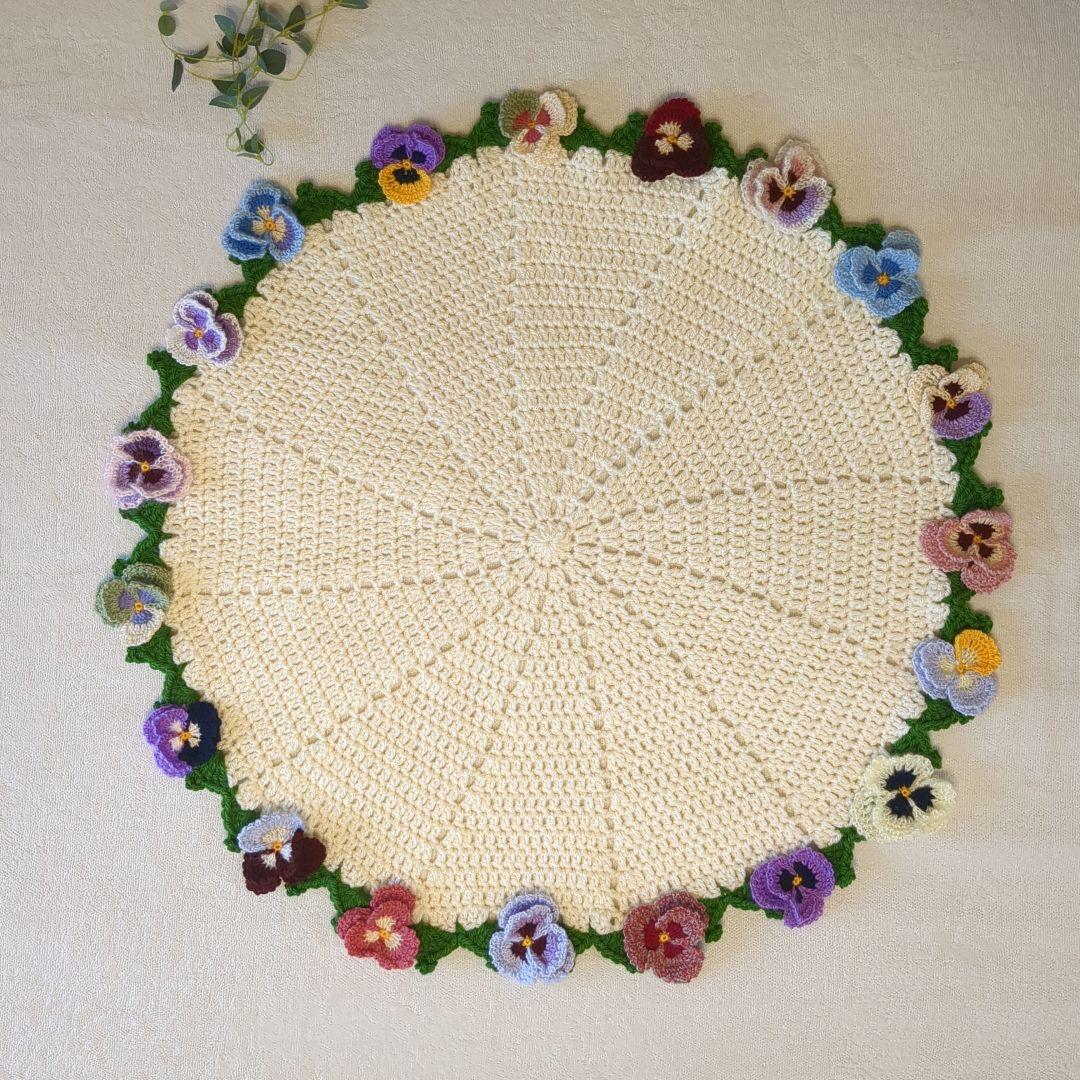 ブーケブランケット 花束 ハンドメイド パンジー リボン