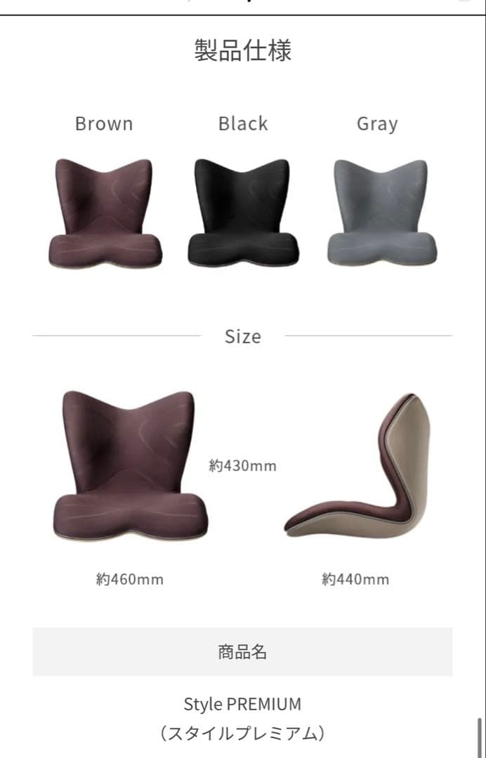 【美品】Style PREMIUMスタイルプレミアムブラック　姿勢矯正クッション