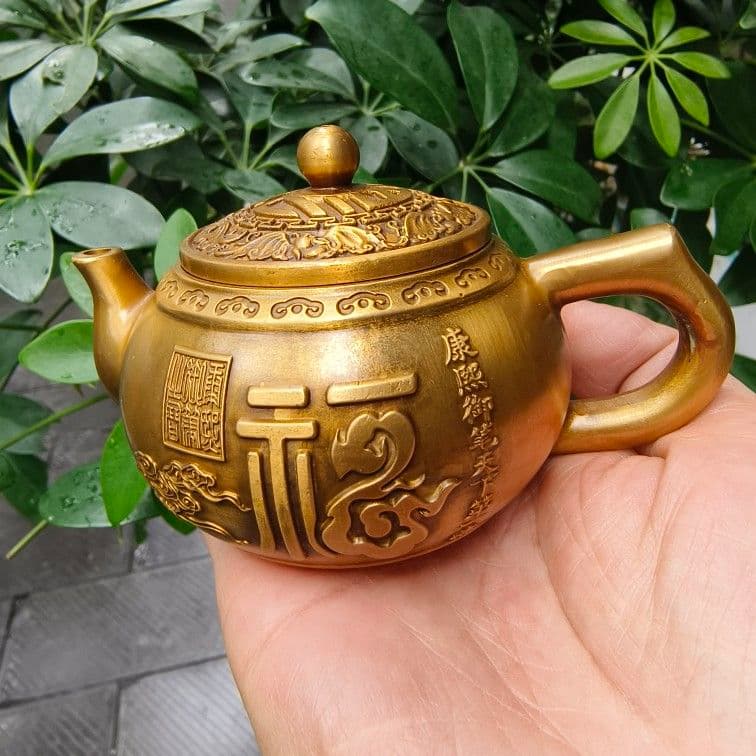 万事如意徳利 急須 煎茶道具 銅製品 装飾品 工芸品 美術品置物です