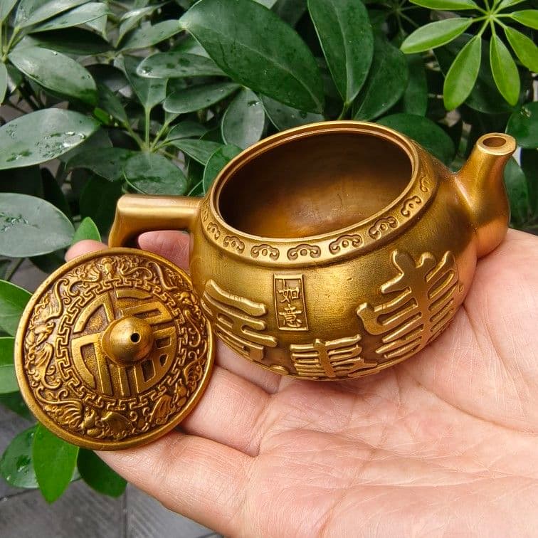 万事如意徳利 急須 煎茶道具 銅製品 装飾品 工芸品 美術品置物です