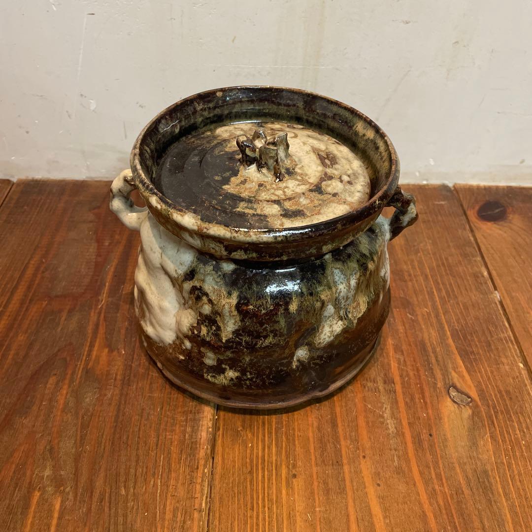 美品　茶道具　唐津　水指し　茶道　焼物　陶芸　耳付水指し　印象的な色合い