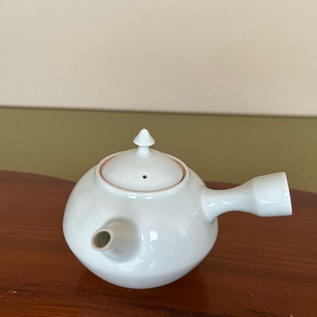 [未使用品] 白磁急須　ボーフラ　湯沸　横手　煎茶道具　茶道具　送料込み
