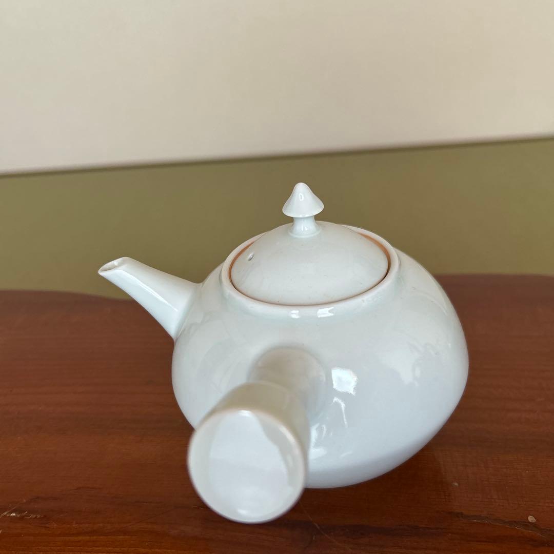 [未使用品] 白磁急須　ボーフラ　湯沸　横手　煎茶道具　茶道具　送料込み
