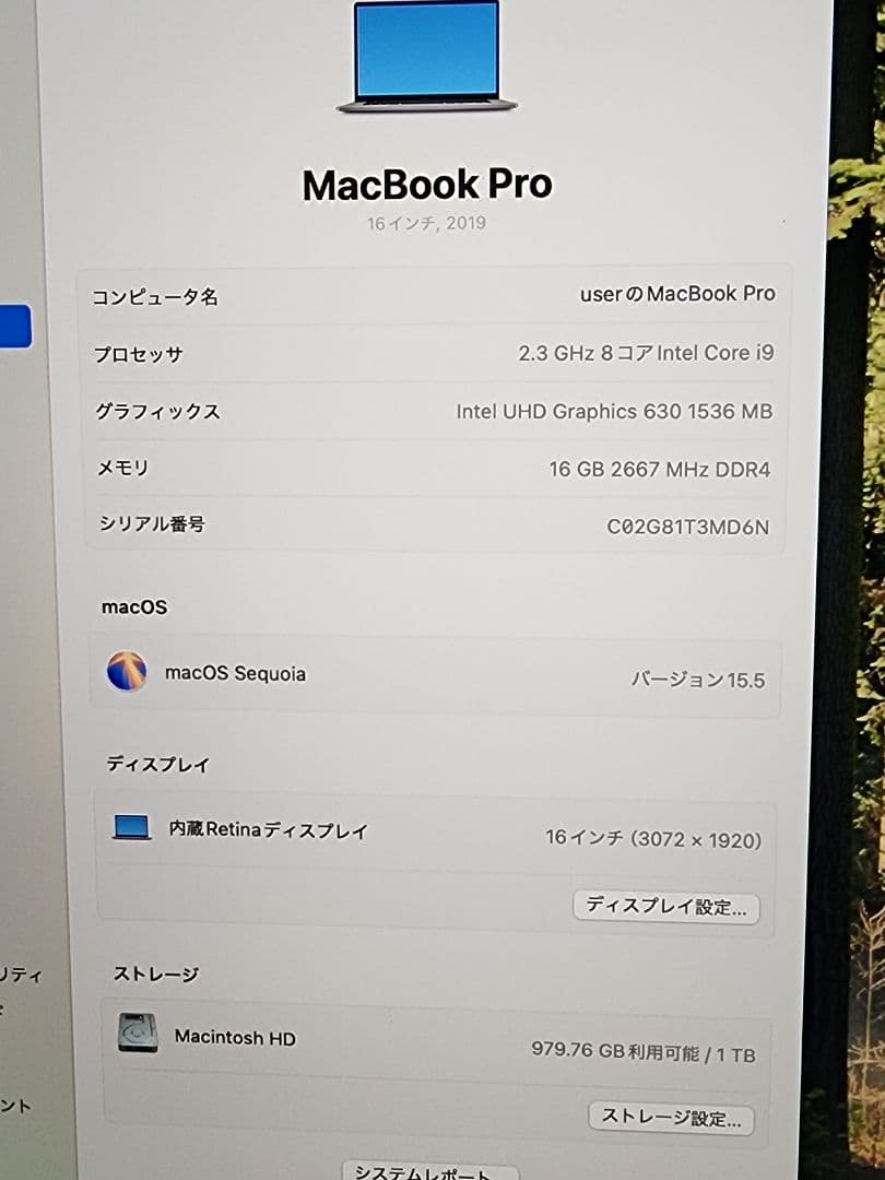 高性能・大画面MacBook Pro 16インチ2019 i9/16GB/1TB