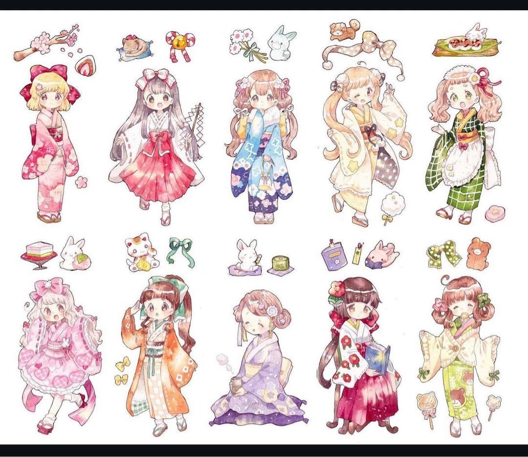女の子 人物マステ まとめ売り もかろーる