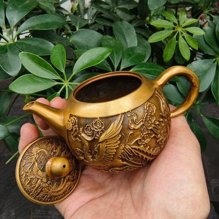 銅器 龍鳳茶壺 酒壺 茶道工芸品 装飾品 置物
