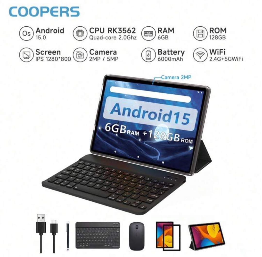 COOPERS Androidタブレット 6GB RAM 128GB