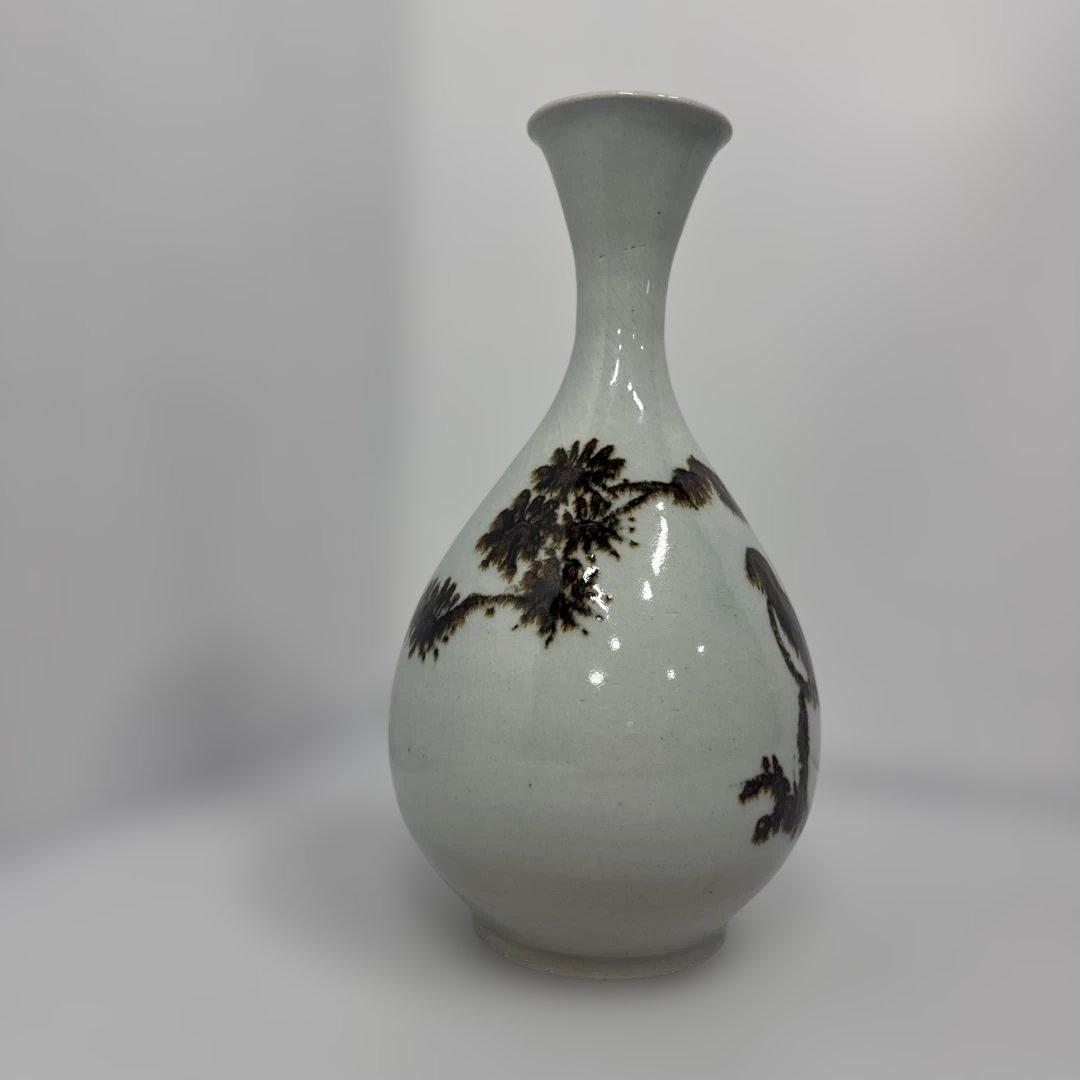 水広陶窯 白磁 鉄絵 徳利 一輪挿し 華道具 花器 花瓶