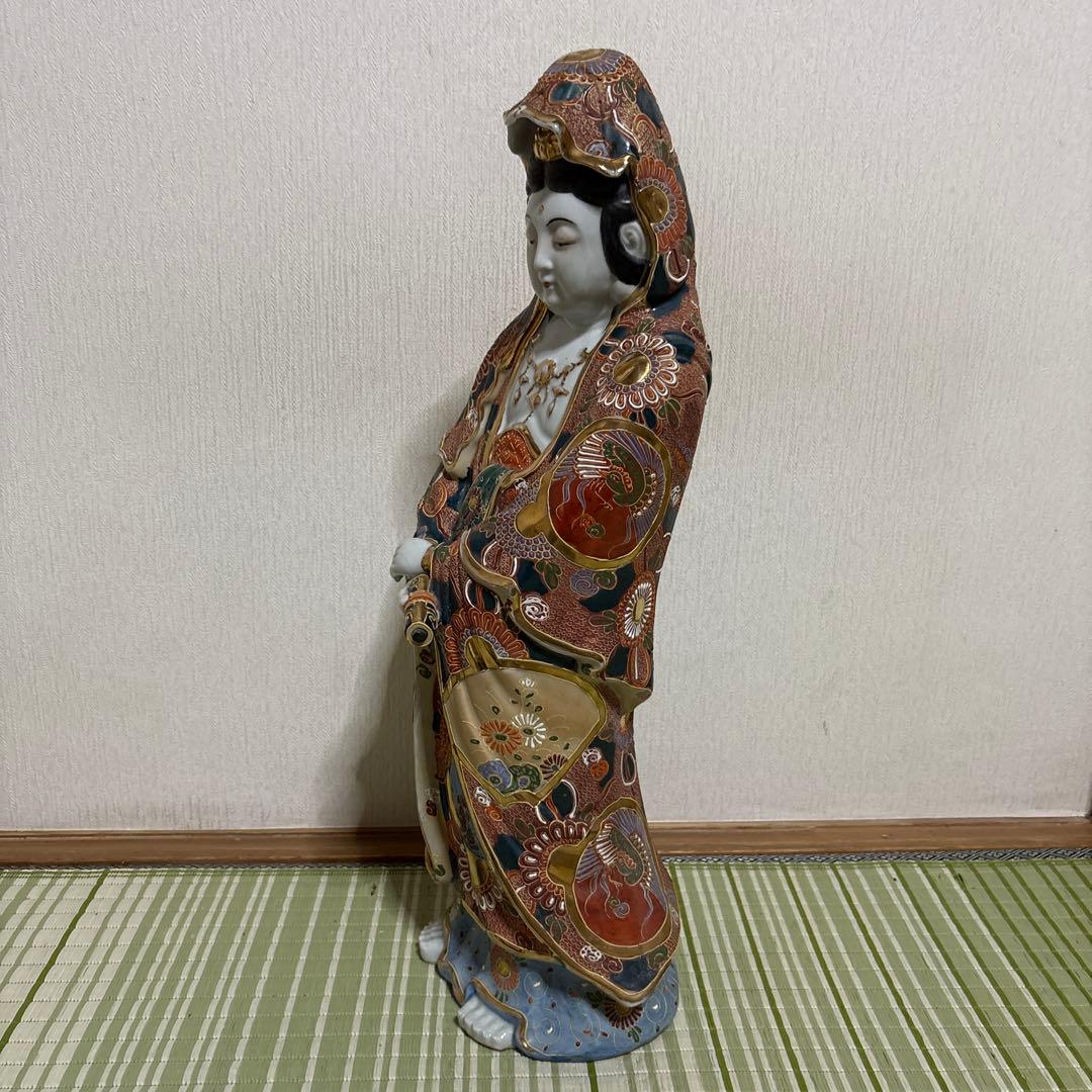 九谷焼　観音様　菩薩　神様　女神　骨董品　工芸品　置物　仏壇　仏具　51cm