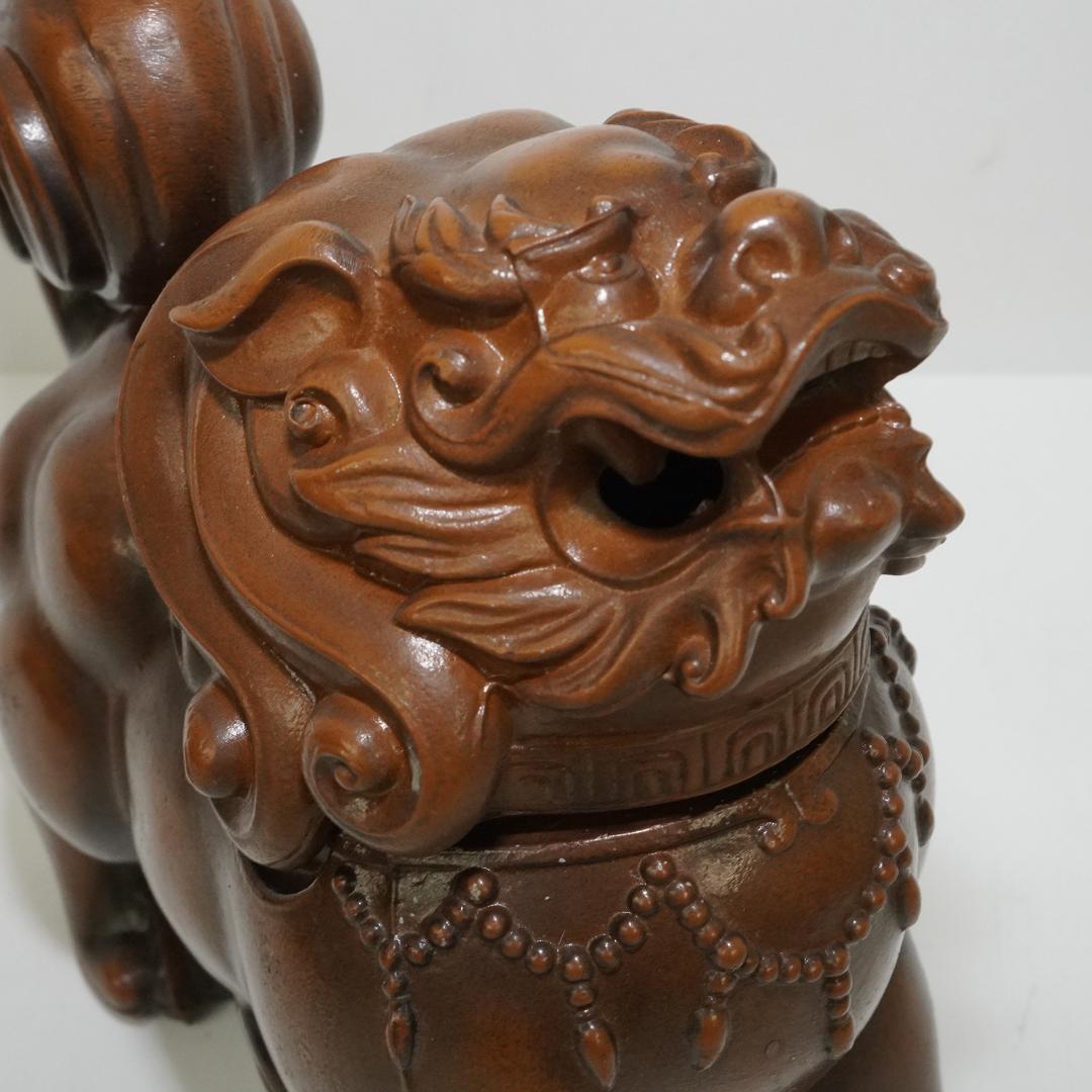 高岡銅器　正晴　獅子　香炉　台付き