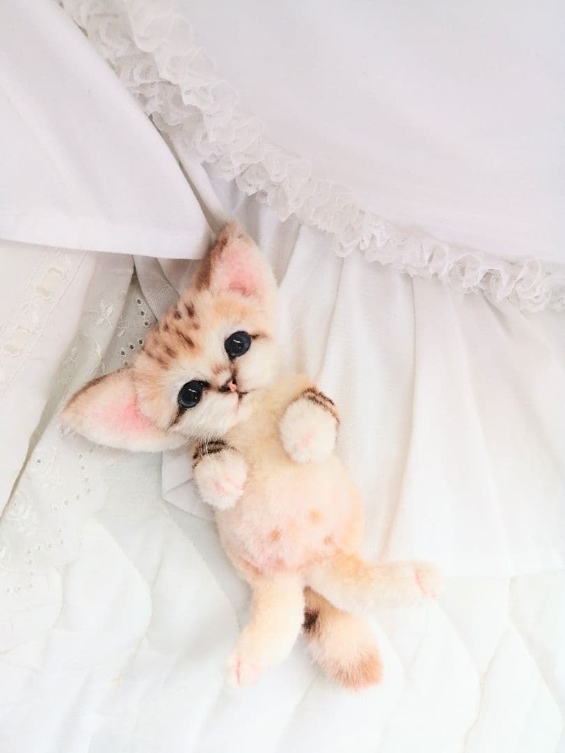 お腹ぽっこり♡スナネコベビちゃん♡アートドール♡ぬいぐるみ♡子猫♡