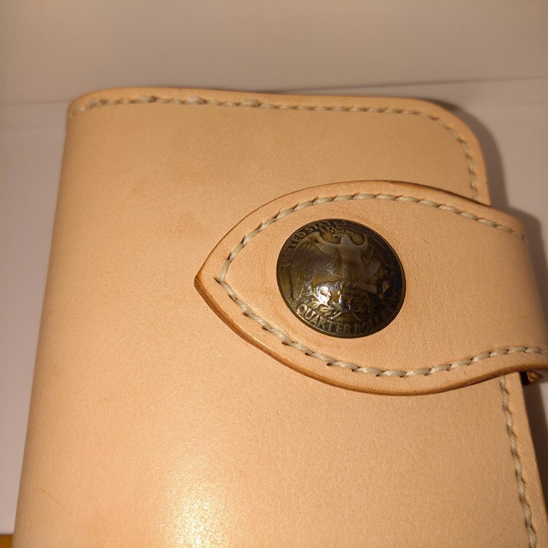 レザー ヌメ革 ロングウォレット コンチョ ハンドメイド 手縫い 長財布