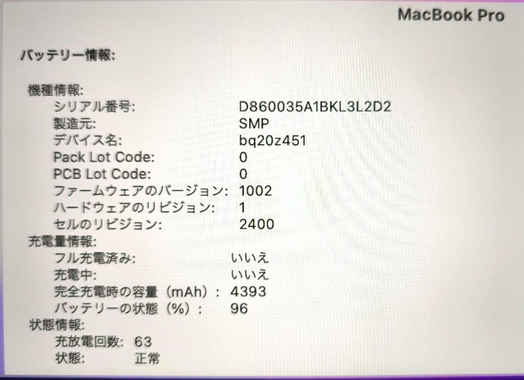 Apple MacBook Pro 2019 13インチ 256GB
