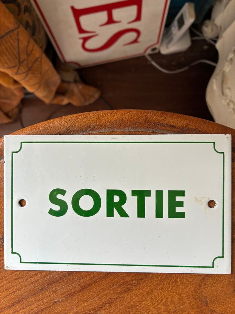 フランス　アンティーク　ホーロー　サイン　プレート　看板　SORTIE 出口美品