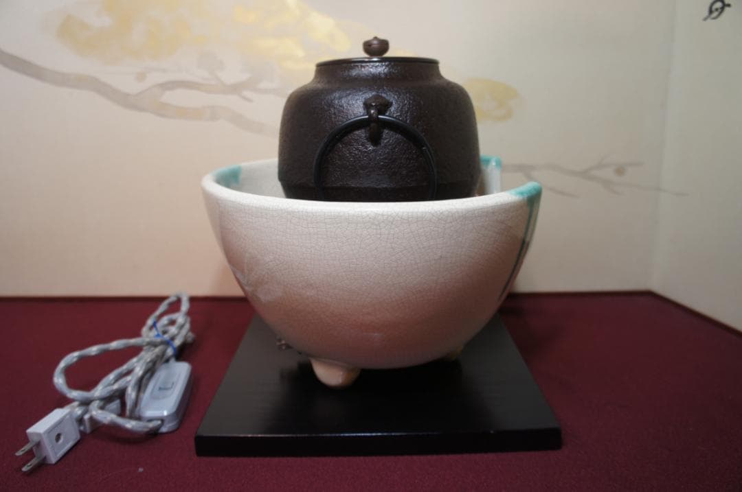 ☆ 野々田 さつま織部(紅鉢型) 炭型電熱器 小釜 釜鐶送料込み