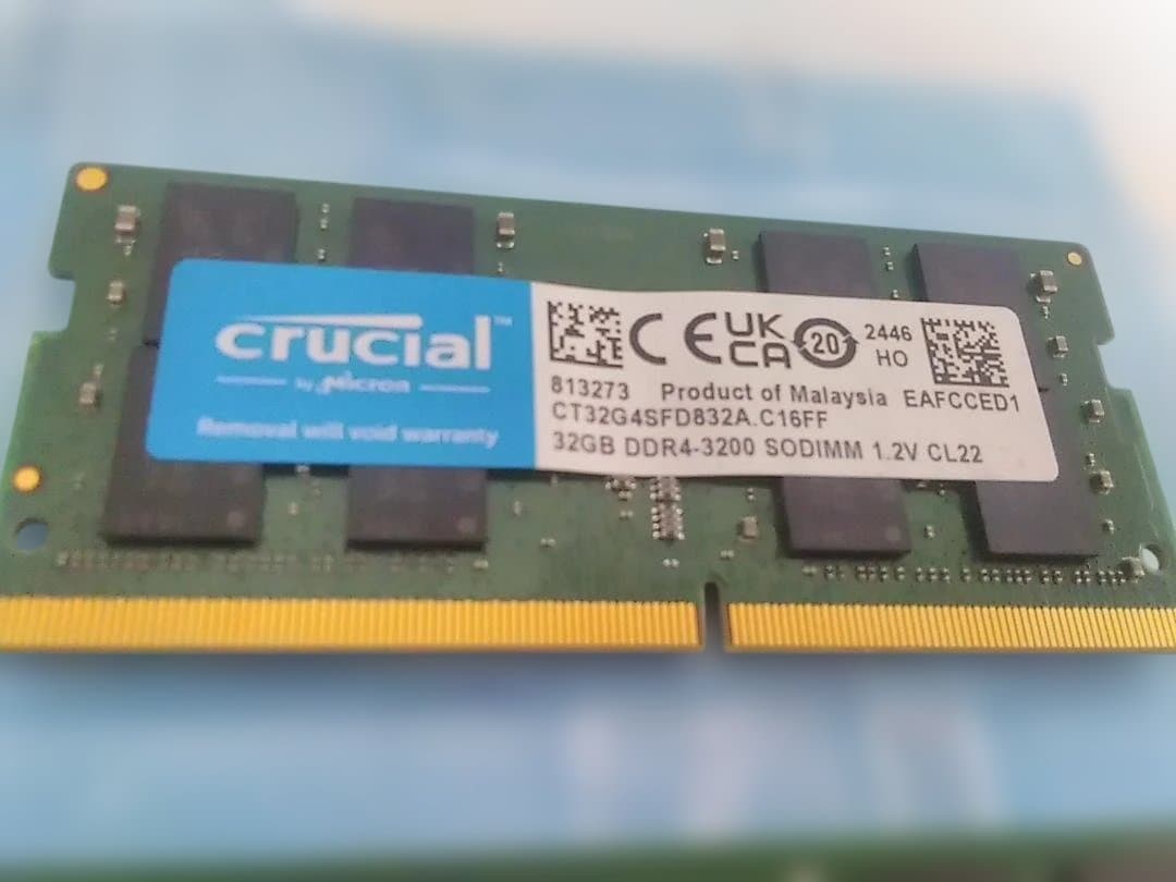 DDR4-3200「CT32G4SFD832A」32GB✕2枚＝64GB・中古