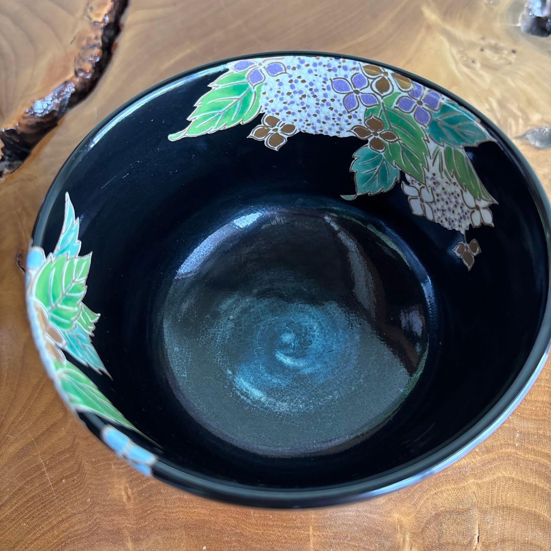 黒仁清 紫陽花 宮地英香 抹茶碗 茶道具 紙箱