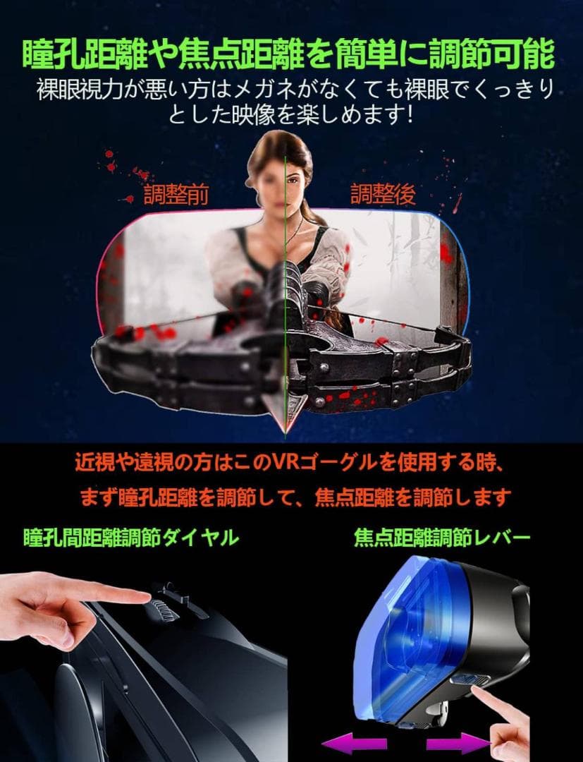VRヘッドセット スマホ対応 ブラック
