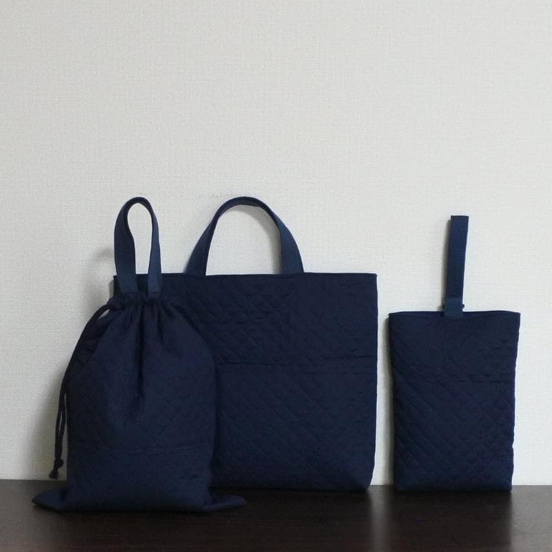 いのすけさま専用① キルト生地×ネイビー ブルー 入学入園セット ハンドメイド