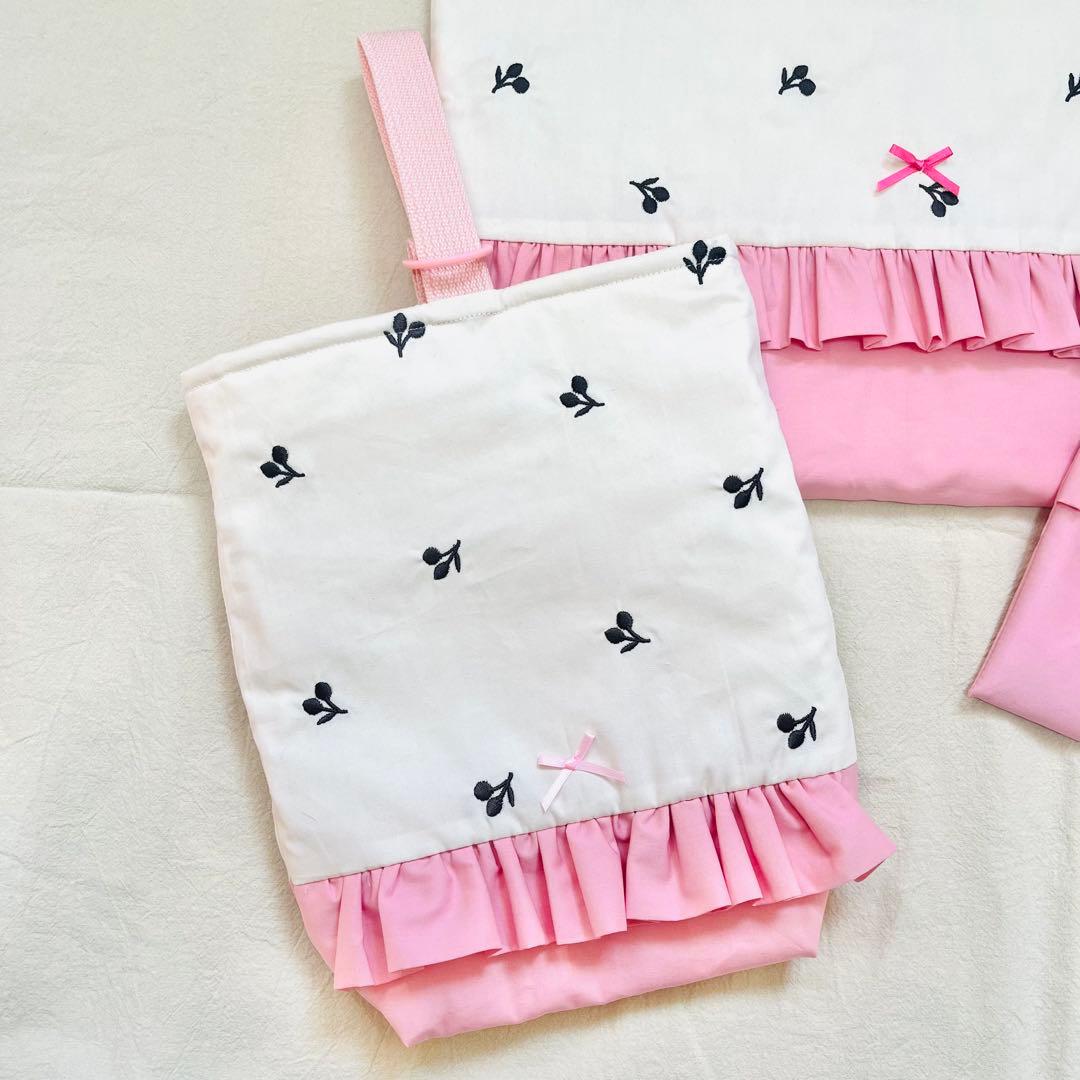入園入学　5点セット　刺繍チェリー✖️ピンク