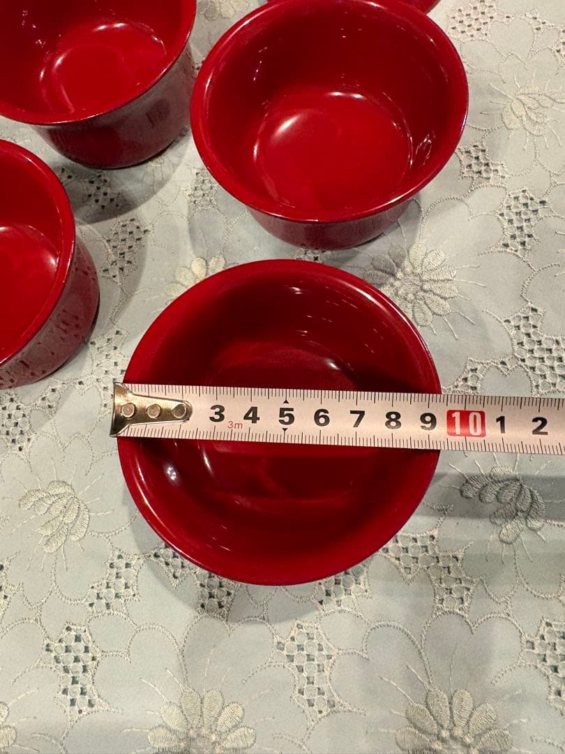 漆器 朱漆　川連漆器　羽返り小鉢5枚 高島屋