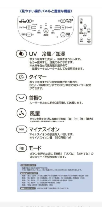 ☆マイナスイオン 冷風扇 扇風機　ひんやり☆