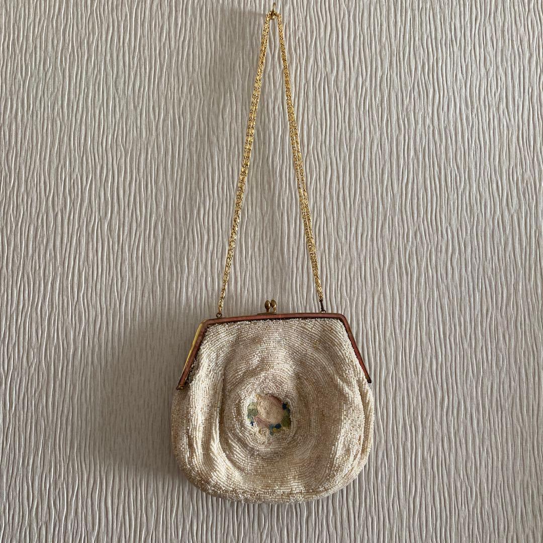 フランスアンティーク　ビーズ、刺繍、パーティーバック蚤の市