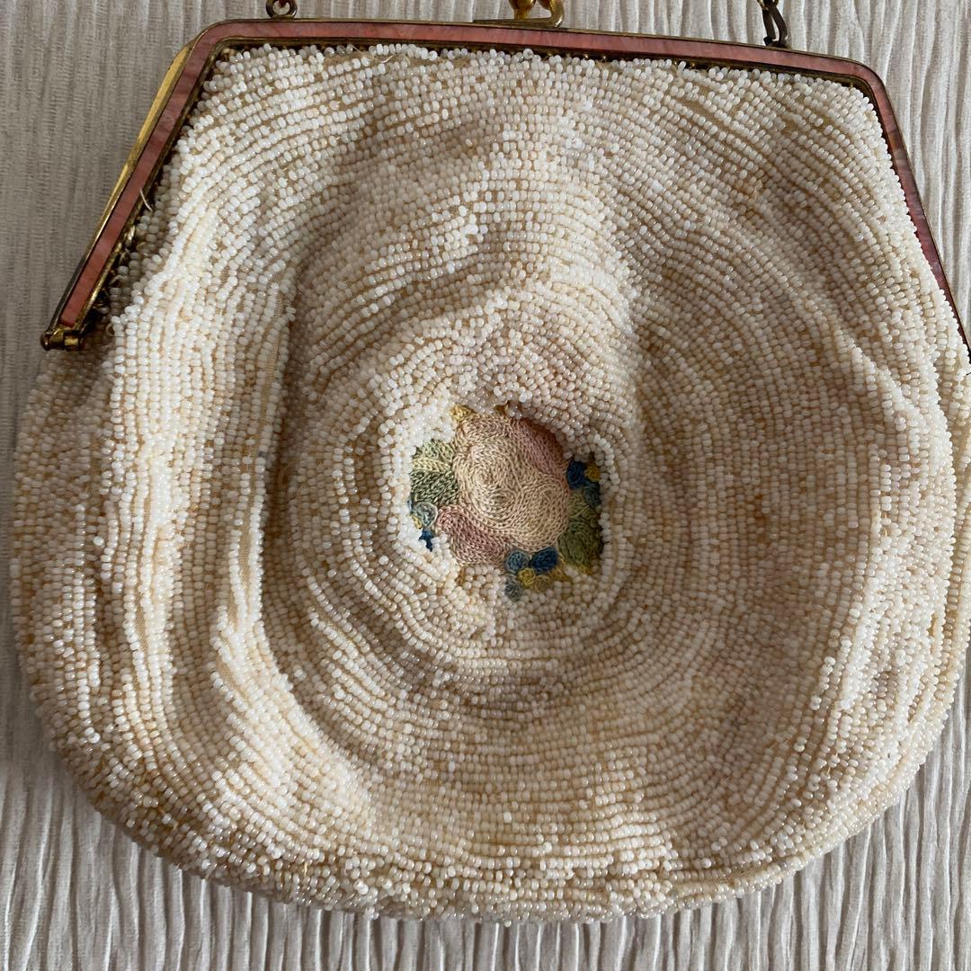 フランスアンティーク　ビーズ、刺繍、パーティーバック蚤の市
