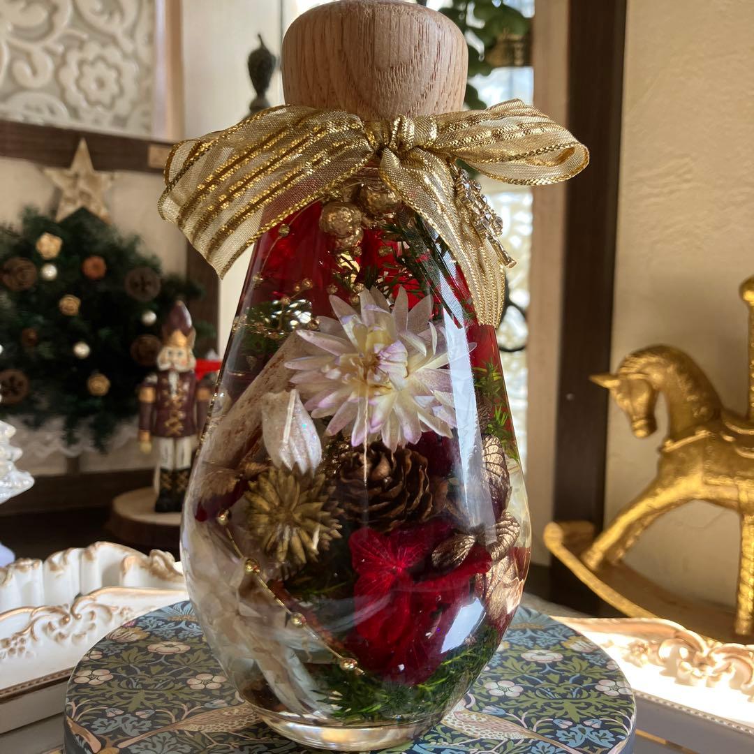 ◆ハーバリウム　278 クリスマスいっぱいのbottle *.:。✿*゜¨