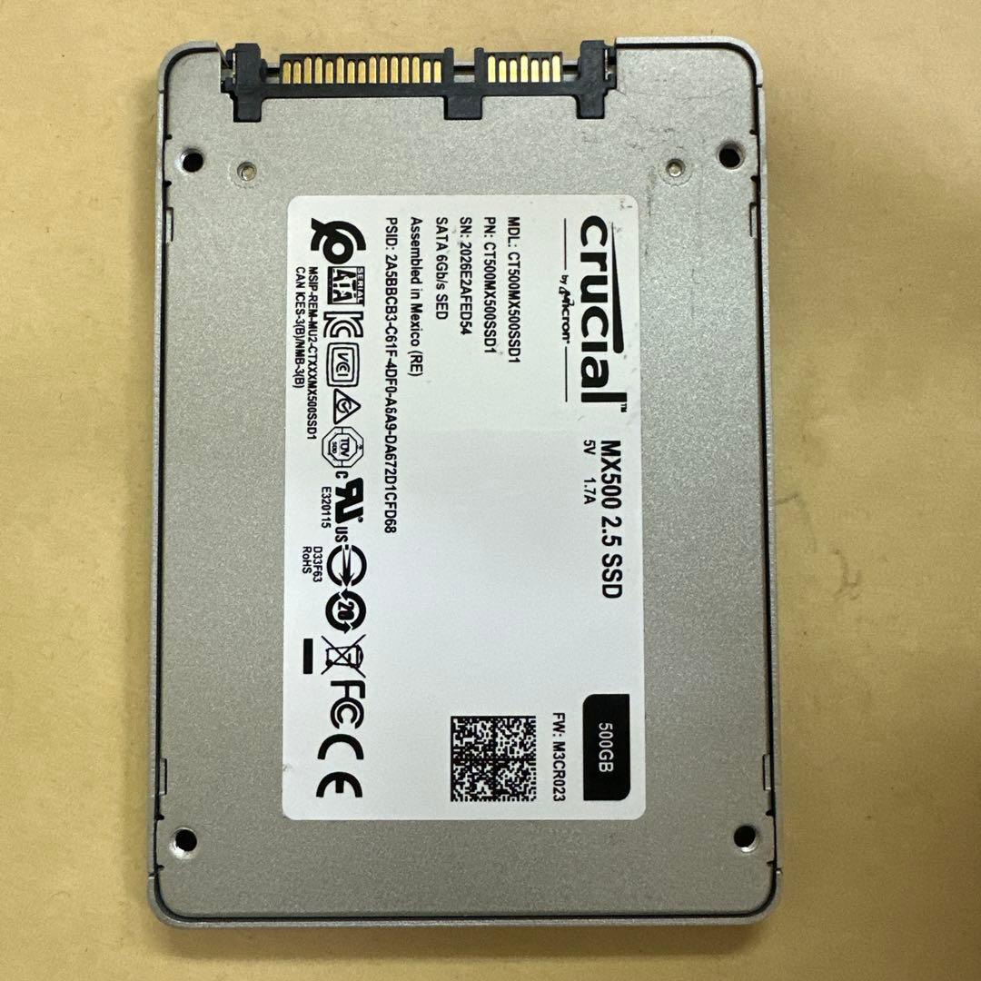 16. crucial 500GB SSD 2.5インチ SATA 動作確認済