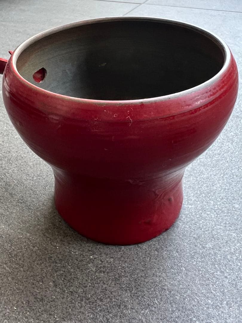 赤い陶器の急須　片口　杯　日本酒　酒器