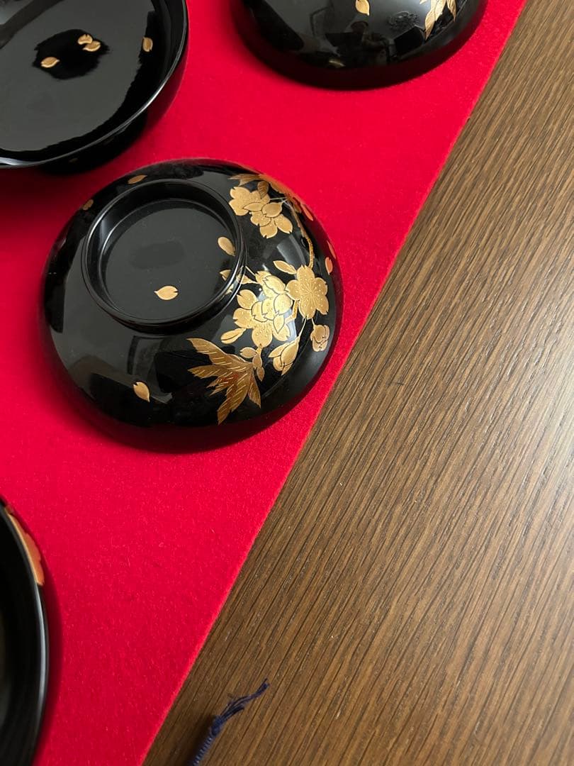輪島塗　桜蒔絵　煮物椀五客
