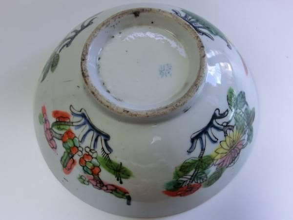 鉢■古い中国 花唐草 色絵 古鉢 大鉢 平皿 岐215 古玩 時代物 骨董品■