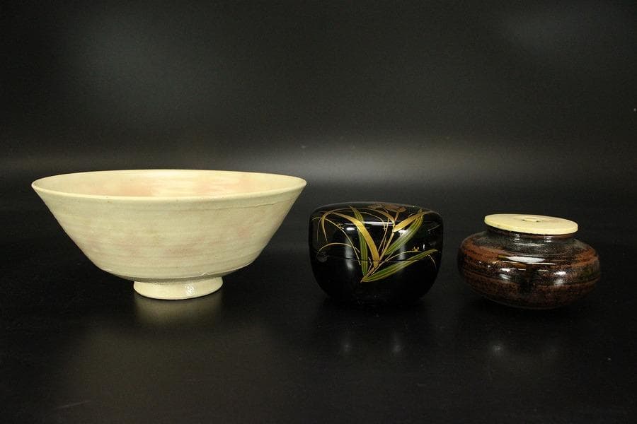 茶道具 蒔絵平棗 御本茶碗 瀬戸茶入 帛紗まとめて(ZE780)