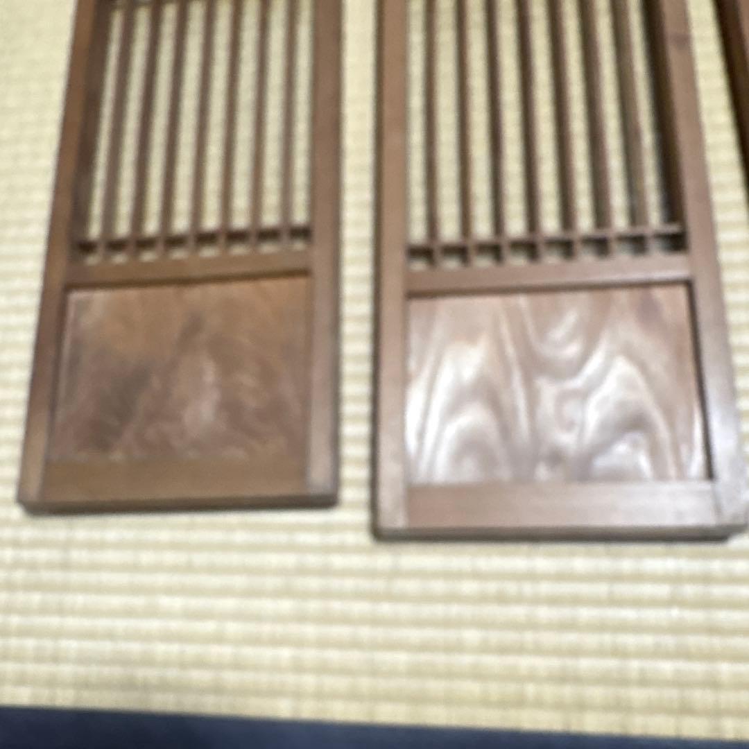 送料込み汚れあり　昭和レトロ 木製建具 ガラス入り組子細工 4枚セット