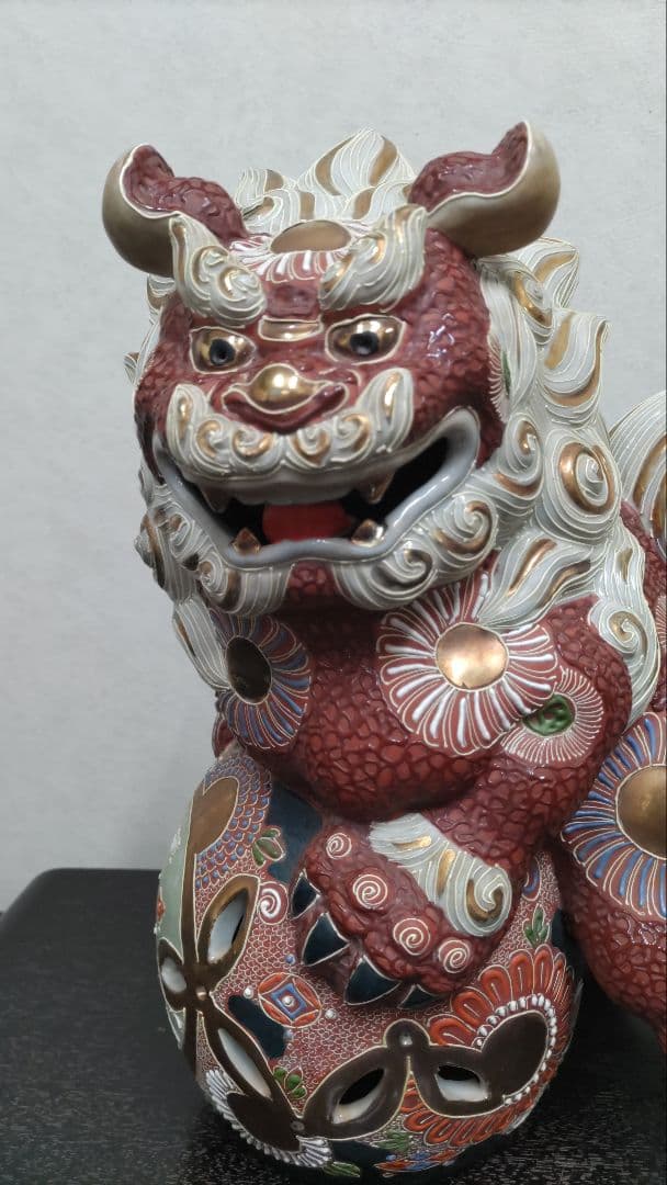 購入前にコメントお願いします　九谷焼　太吉　玉乗り獅子　狛犬　シーサー　工芸品