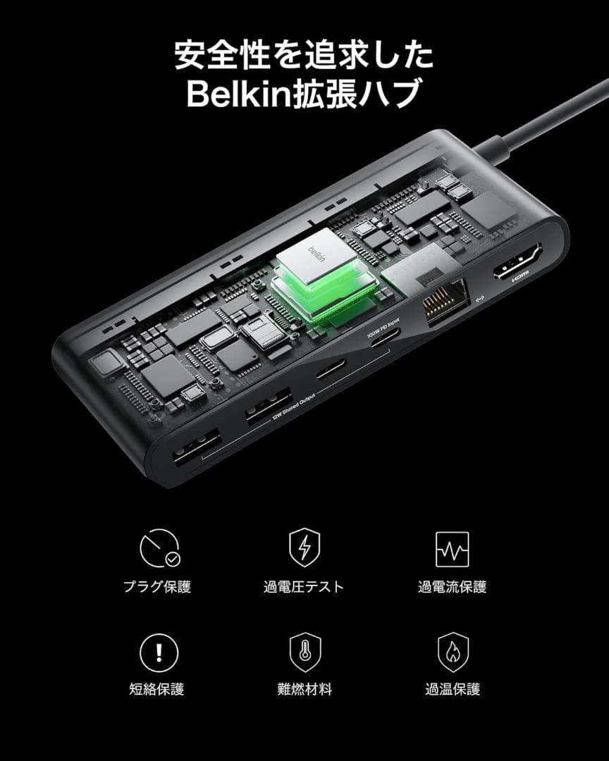 Belkin USB-C 8-IN-1 マルチポート ハブ2.5Gbps 4K