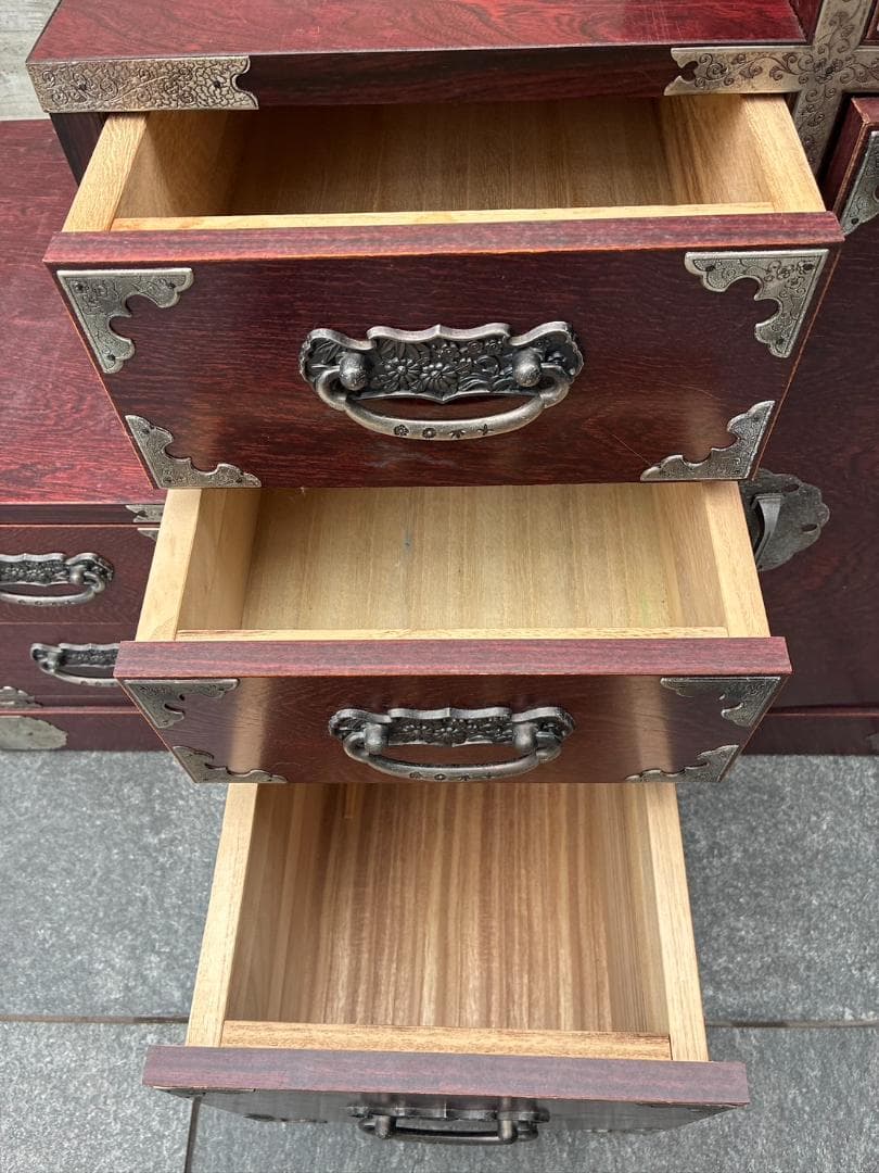 階段箪笥 昭和レトロ 左下り 飾り棚 収納棚 アンティーク家具 小物収納