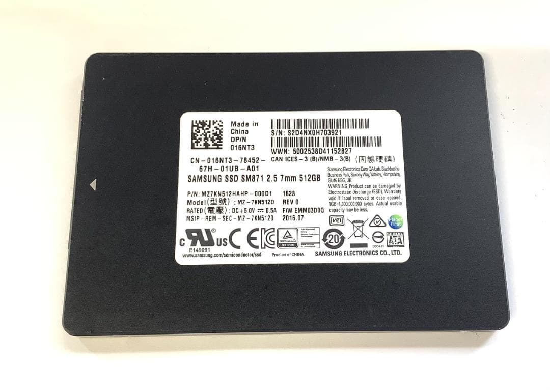 ②-WA593-SAMSUNG SATA 512GB 2.5 SSD 1点